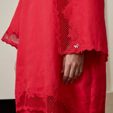 Khalisa Linen Long Head Piece in Rouge