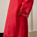Khalisa Linen Kurung Set in Rouge
