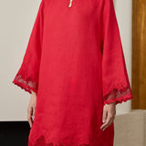Khalisa Linen Kurung Set in Rouge