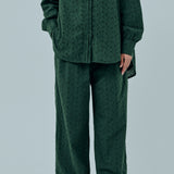 Friday Broderie Trousers in Emerald