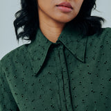 Galleria Broderie Shirt in Emerald