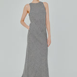 Midtown Linen Bias Dress in Black Gingham