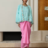 Midsummer 2-Piece Ramie Kebaya Top in Seafoam