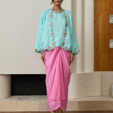 Midsummer 2-Piece Ramie Kebaya Top in Seafoam