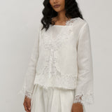 Colette 2-Piece Linen Blouse in Porcelain