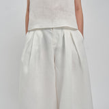 Narumi Pleated Linen Trousers in Porcelain