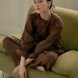 Honeymoon Linen Blouse in Chocolate