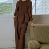 Honeymoon Linen Blouse in Chocolate