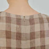 Midtown Linen Top in Brown Gingham