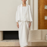 Signature Linen Knot Skirt in Porcelain