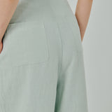 Modern Wrap Linen Trousers in Mint