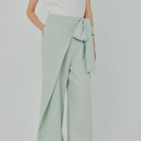 Modern Wrap Linen Trousers in Mint