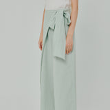 Modern Wrap Linen Trousers in Mint