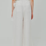 Modern Wrap Linen Trousers in White