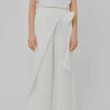 Modern Wrap Linen Trousers in White