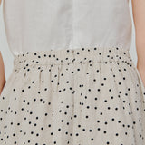 Curator Linen Pleated Maxi Skirt in Polka Dot