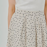 Curator Linen Pleated Maxi Skirt in Polka Dot