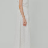 Curator Broderie Pleated Maxi Skirt in White