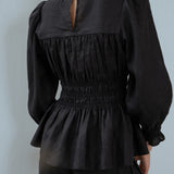 Sweetheart Linen Blouse in Black