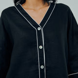 Sculptor Linen Outline Shirt in Black