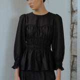 Sweetheart Linen Blouse in Black