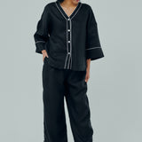 Friday Outline Linen Pants in Black