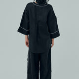 Friday Outline Linen Pants in Black