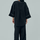 Sculptor Linen Outline Shirt in Black
