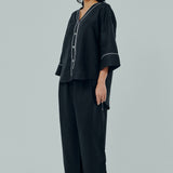 Sculptor Linen Outline Shirt in Black