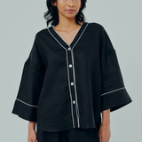 Sculptor Linen Outline Shirt in Black