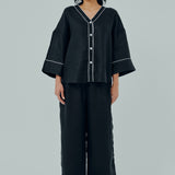 Sculptor Linen Outline Shirt in Black