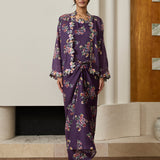 Midsummer Ramie Floral Knot Skirt in Purple