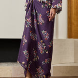 Midsummer Ramie Floral Knot Skirt in Purple