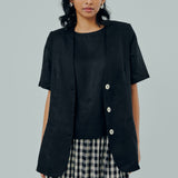 Midtown Linen Top in Black