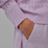 Iris Cable-Knit Cardigan in Ube