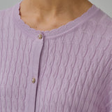 Iris Cable-Knit Cardigan in Ube