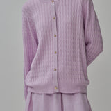 Iris Cable-Knit Cardigan in Ube
