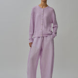 Iris Cable-Knit Cardigan in Ube