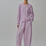 Iris Cable-Knit Cardigan in Ube