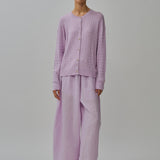 Iris Cable-Knit Cardigan in Ube