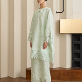 Châtelaine Linen Kurung Set in Mint