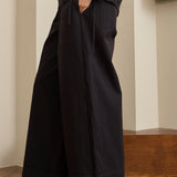 Lennox Poplin Trousers in Noir