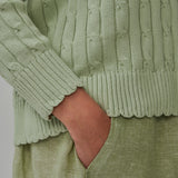 Bridget Chunky Cable-Knit Jumper in Pistachio