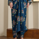 Midsummer Ramie Floral Knot Skirt in Teal