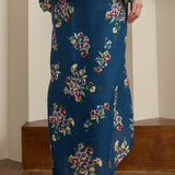 Midsummer Ramie Floral Knot Skirt in Teal