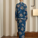 Midsummer 2-Piece Ramie Floral Kebaya Top in Teal