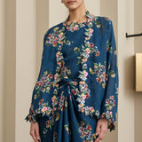 Midsummer 2-Piece Ramie Floral Kebaya Top in Teal