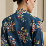 Midsummer 2-Piece Ramie Floral Kebaya Top in Teal