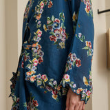 Midsummer 2-Piece Ramie Floral Kebaya Top in Teal