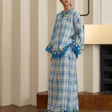 Traditionalist Linen Kedah Set in Bluebell